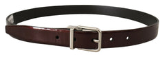 Dolce & Gabbana Brown Patent Leather Silver Metal Buckle Belt - 90 cm / 36 Inches - Belts