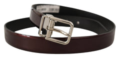 Dolce & Gabbana Brown Patent Leather Silver Metal Buckle Belt - 90 cm / 36 Inches - Belts