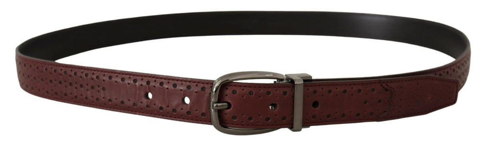Dolce & Gabbana Brown Perforated Leather Metal Buckle Belt - 95 cm / 38 Inches - Belts