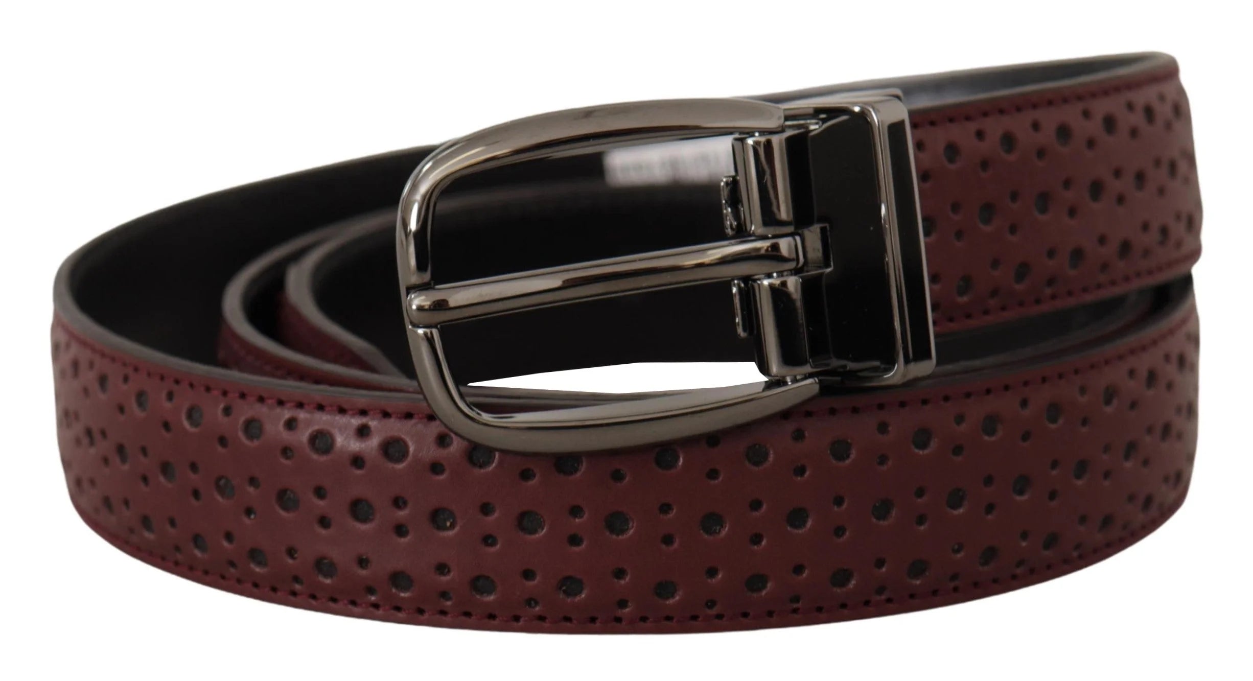 Dolce & Gabbana Brown Perforated Leather Metal Buckle Belt - 95 cm / 38 Inches - Belts