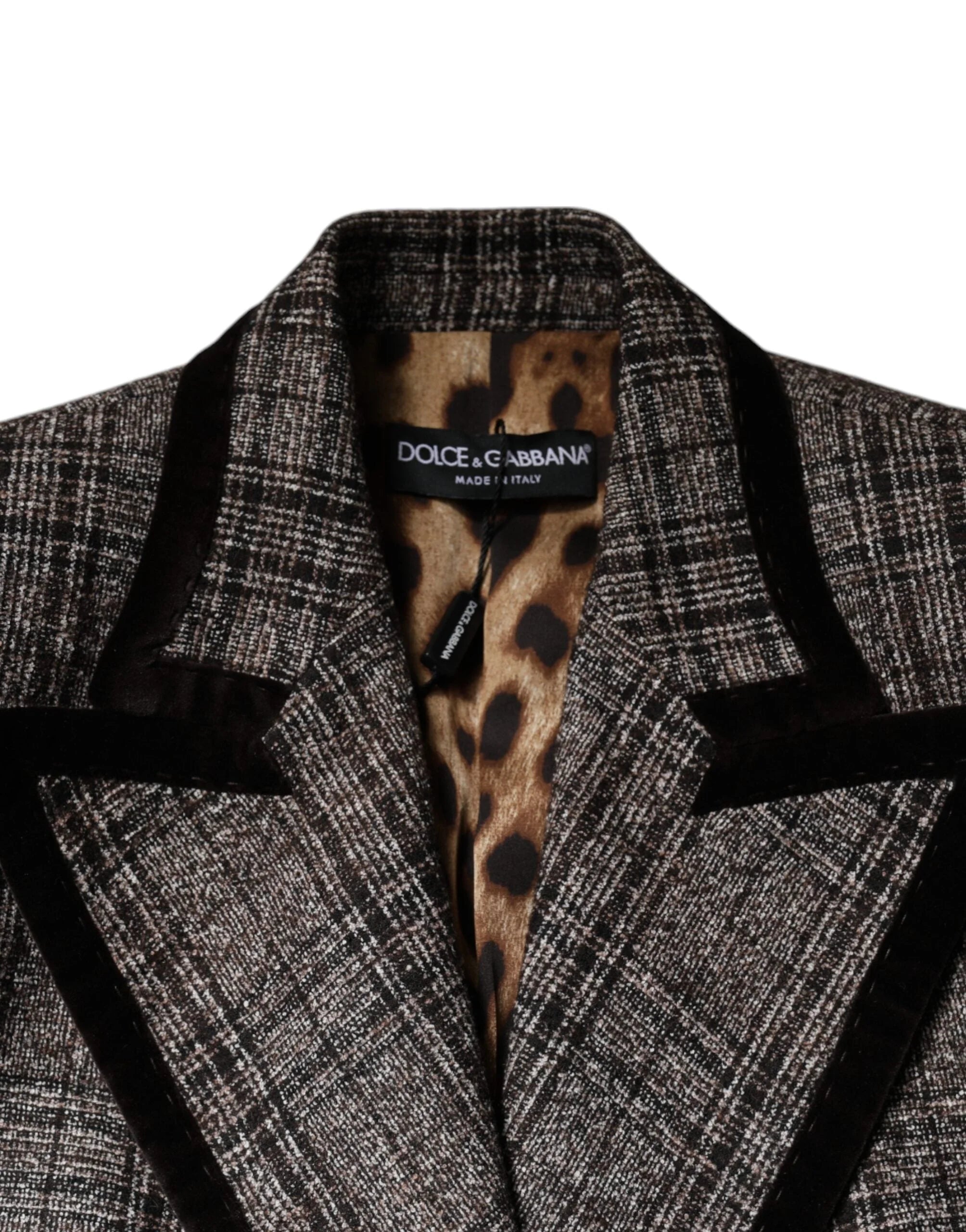 Dolce & Gabbana Brown Plaid Long Sleeve Cropped Coat Jacket - IT40|S - Sport Jackets