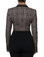 Dolce & Gabbana Brown Plaid Long Sleeve Cropped Coat Jacket - IT40|S
