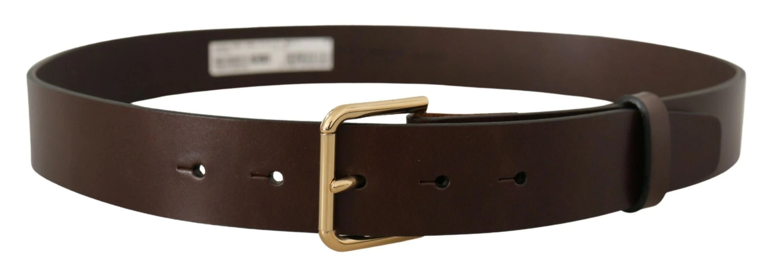 Dolce & Gabbana Brown Plain Calf Leather Gold Tone Buckle Belt - 90 cm / 36 Inches - Belts