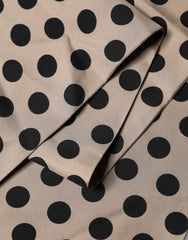 Dolce & Gabbana Brown Polka Dot Silk Fringes Foulard Scarf