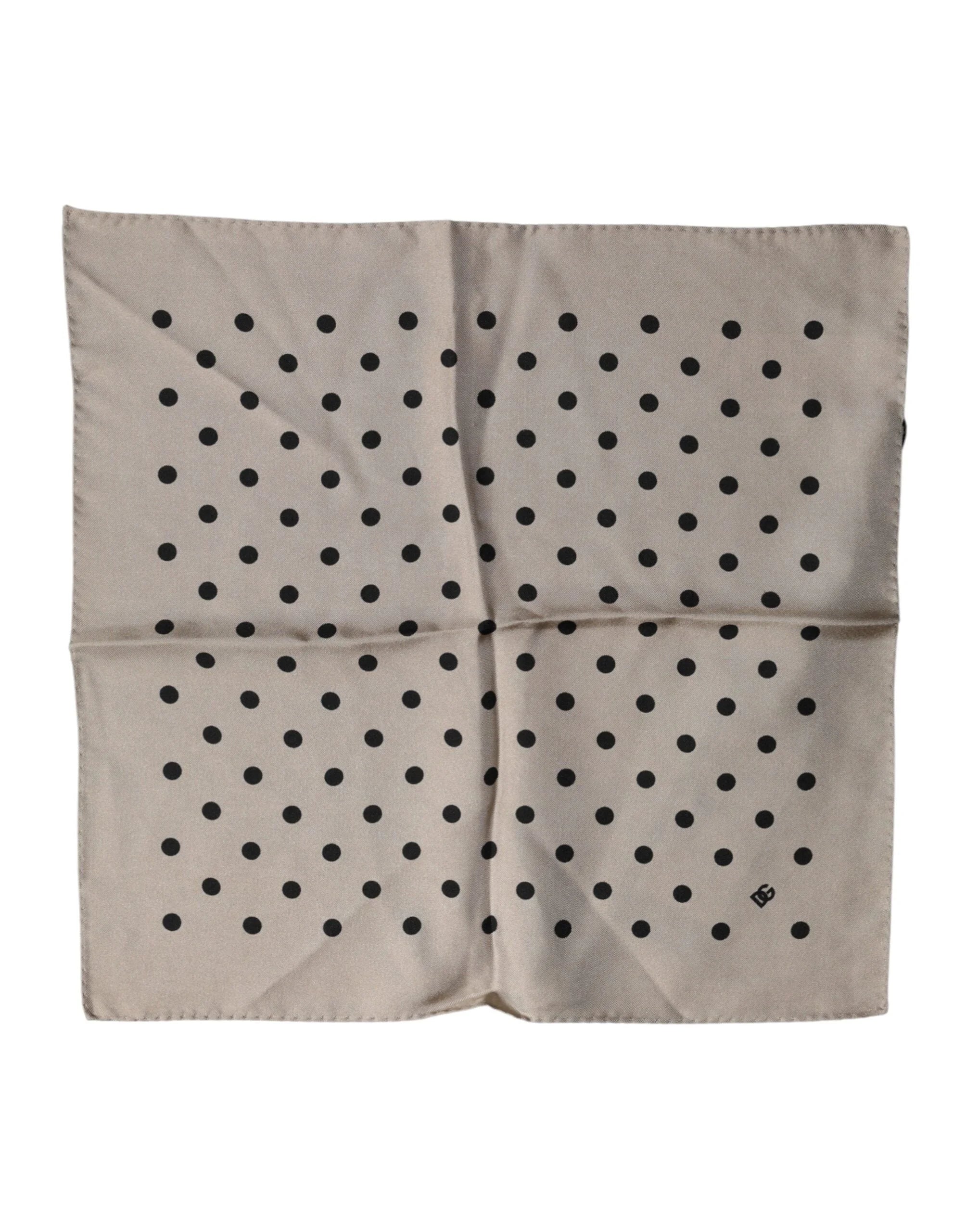 Dolce & Gabbana Brown Polka Dot Square Handkerchief Scarf