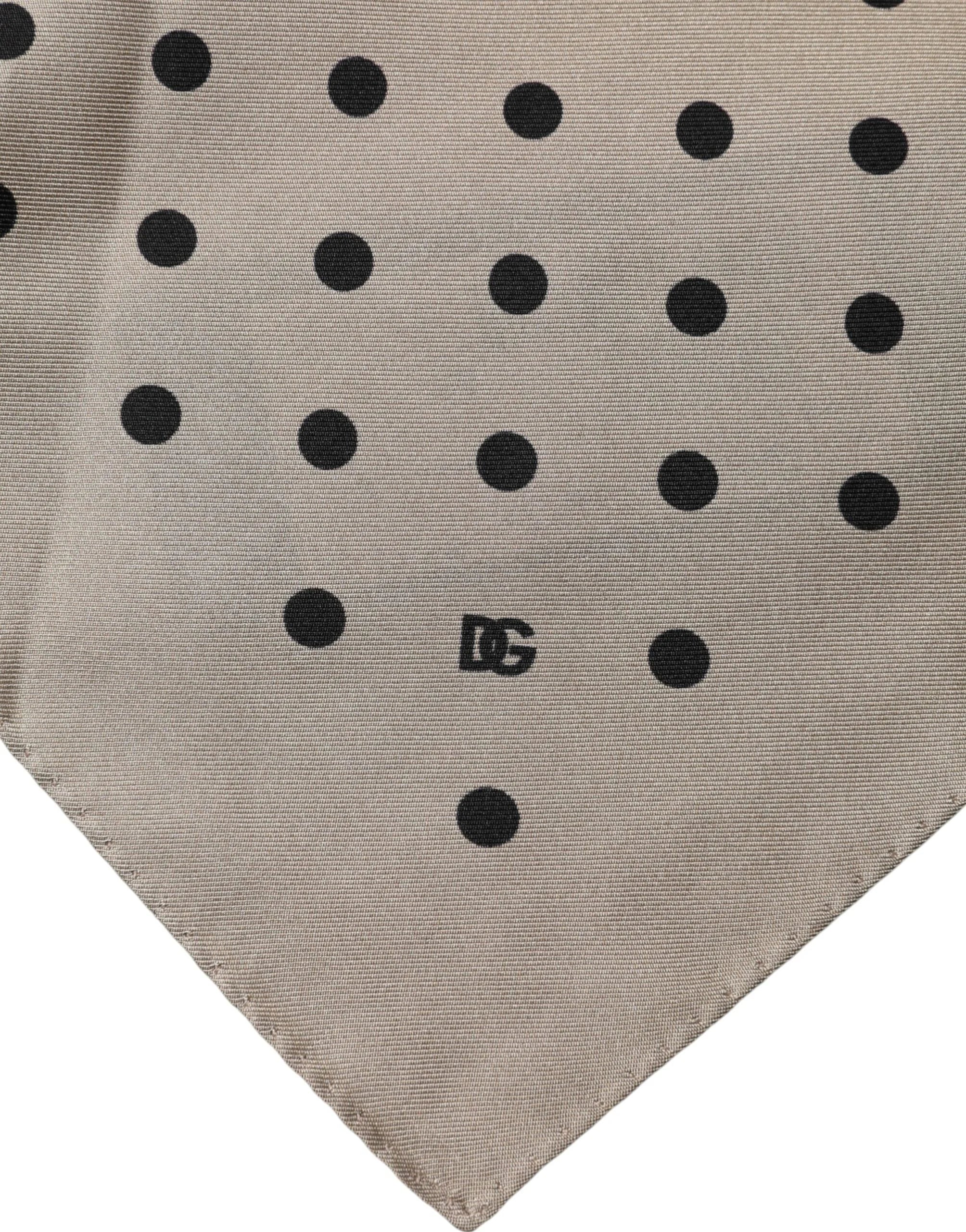 Dolce & Gabbana Brown Polka Dot Square Handkerchief Scarf