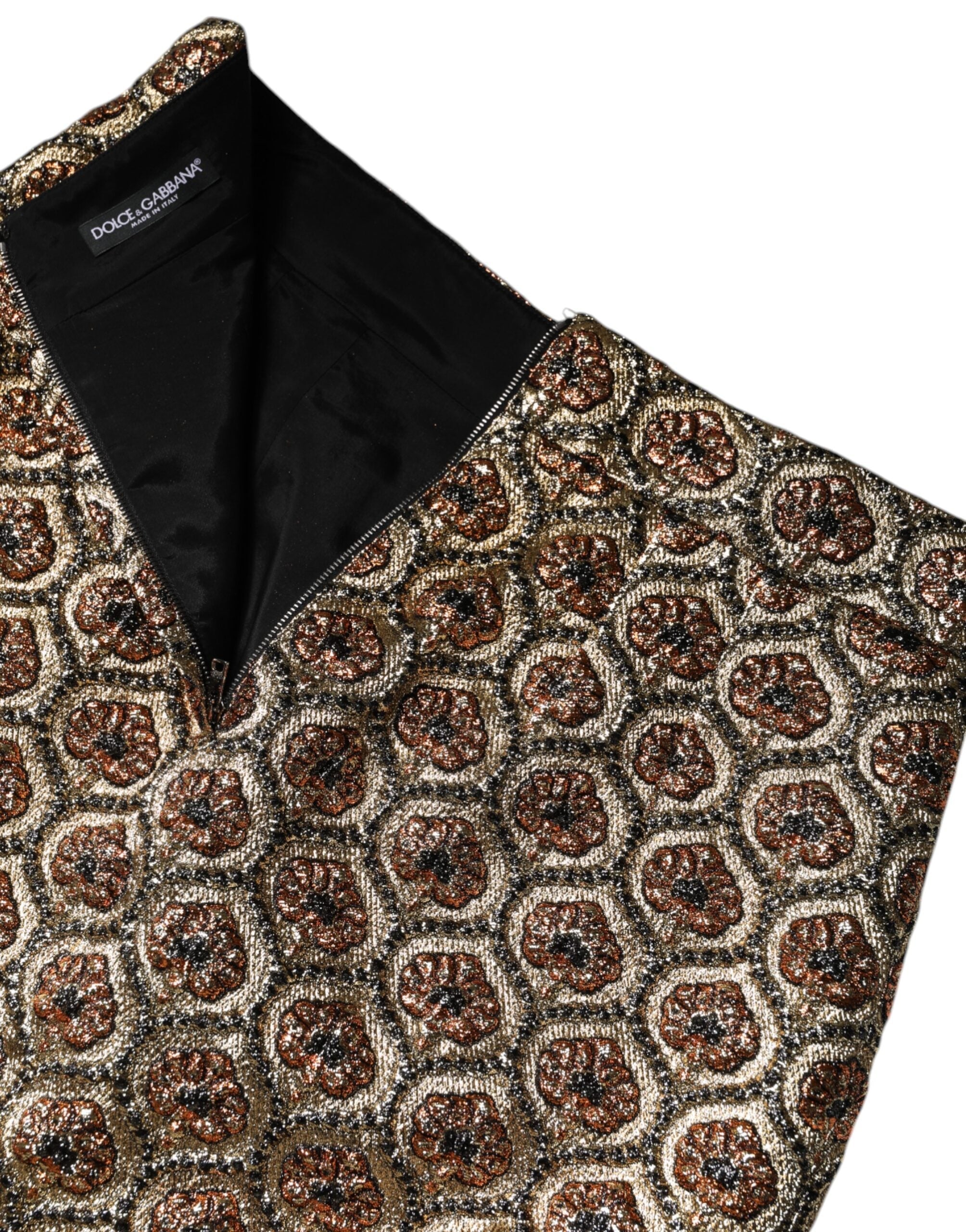 Dolce & Gabbana Brown Polyester Brocade A-line Mini Skirt - IT46|XL