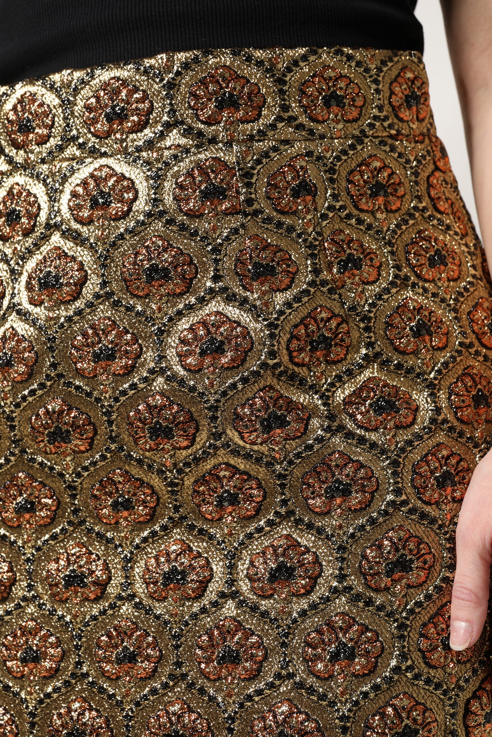 Dolce & Gabbana Brown Polyester Brocade A-line Mini Skirt - IT46|XL