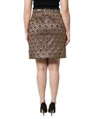 Dolce & Gabbana Brown Polyester Brocade A-line Mini Skirt - IT46|XL