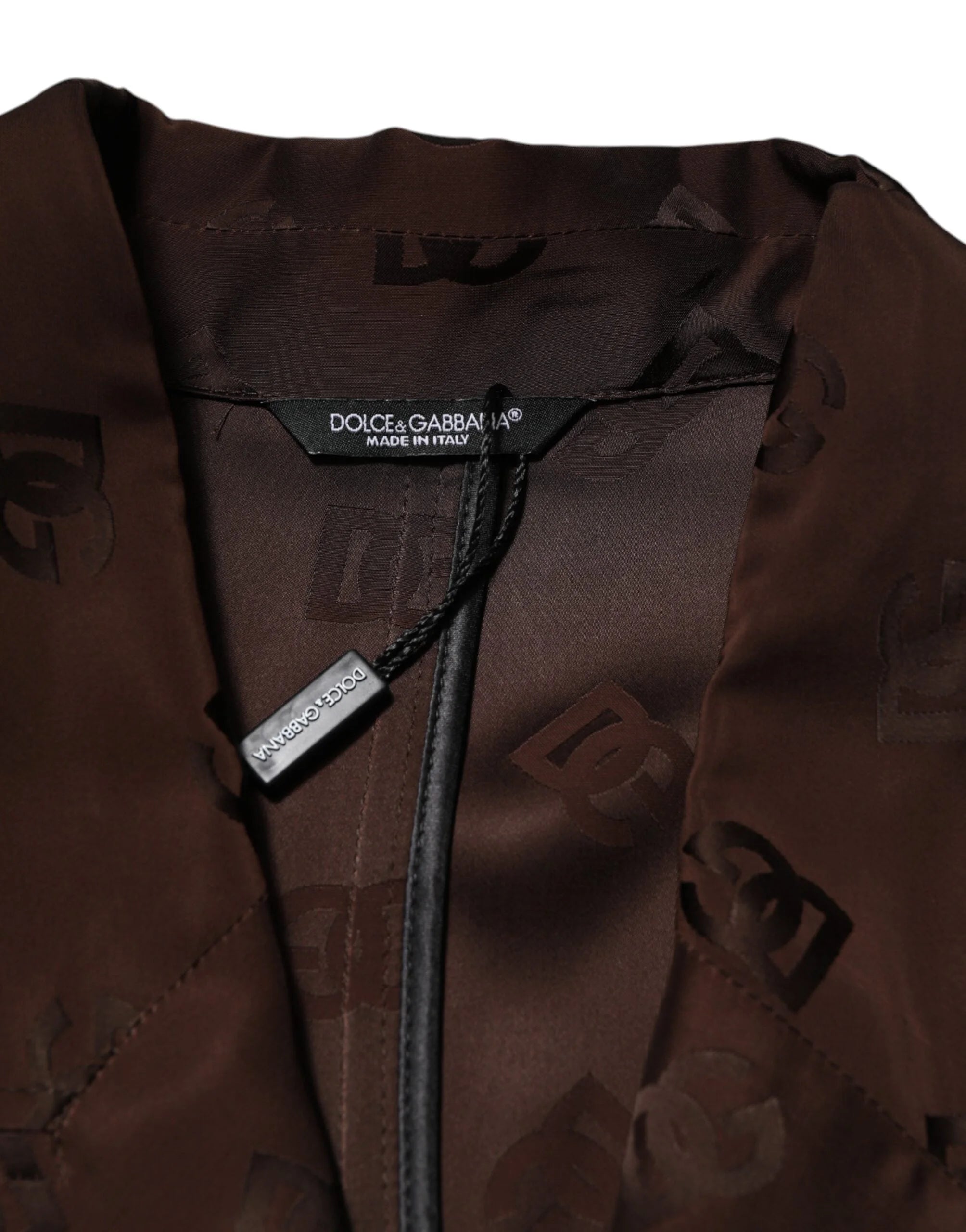 Dolce & Gabbana Brown Polyester Logo Monogram Coat Jacket - IT50 | L - Overcoats