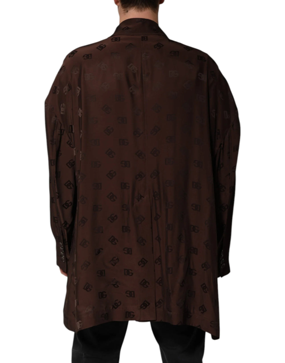 Dolce & Gabbana Brown Polyester Logo Monogram Coat Jacket - IT50 | L - Overcoats