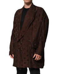 Dolce & Gabbana Brown Polyester Logo Monogram Coat Jacket - IT50 | L - Overcoats