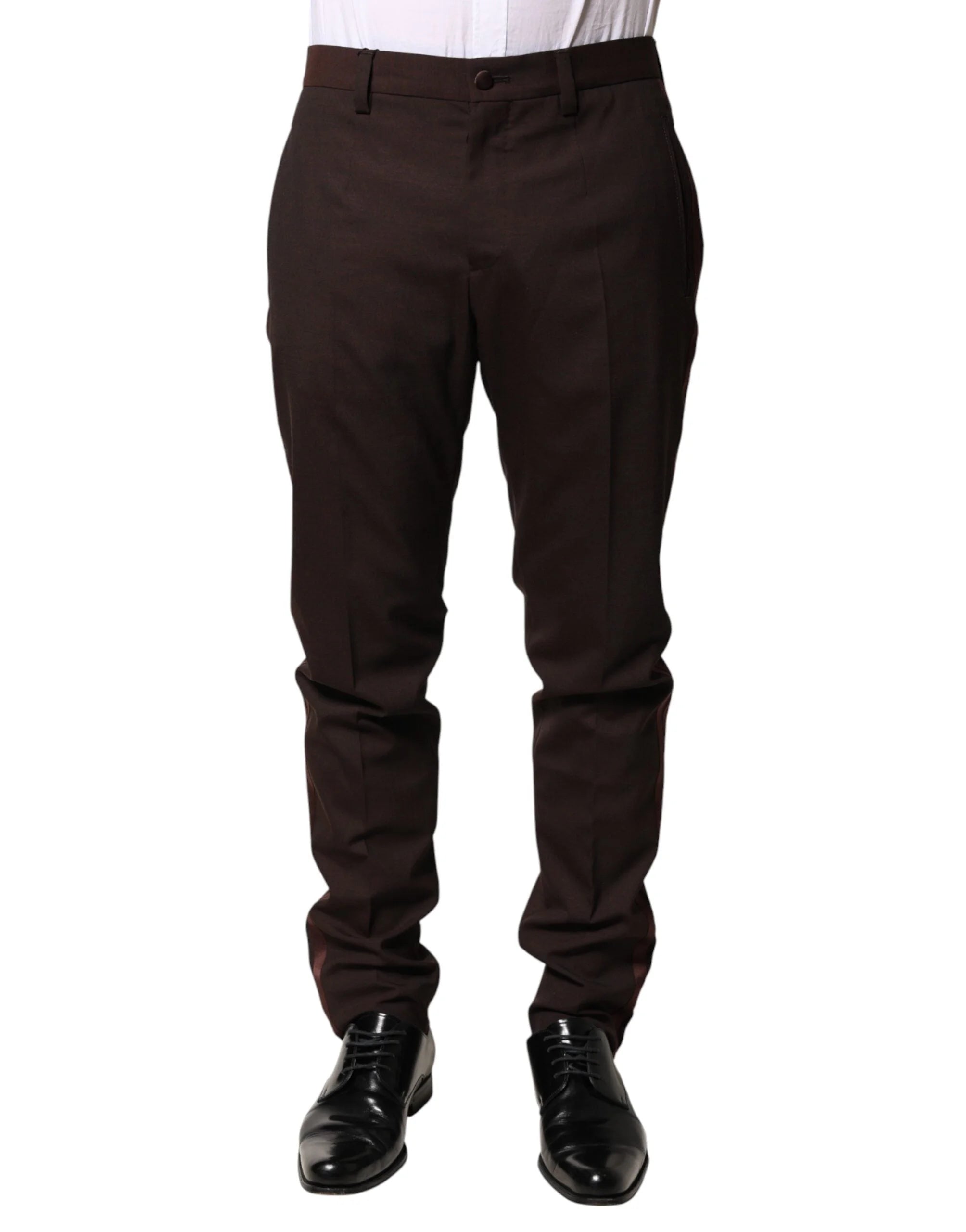 Dolce & Gabbana Brown Polyester Men Dress Trousers Pants - IT46 | S