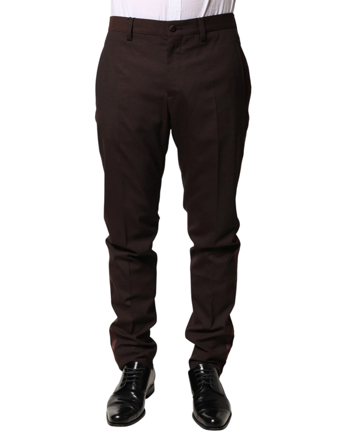 Dolce & Gabbana Brown Polyester Men Dress Trousers Pants - IT46 | S