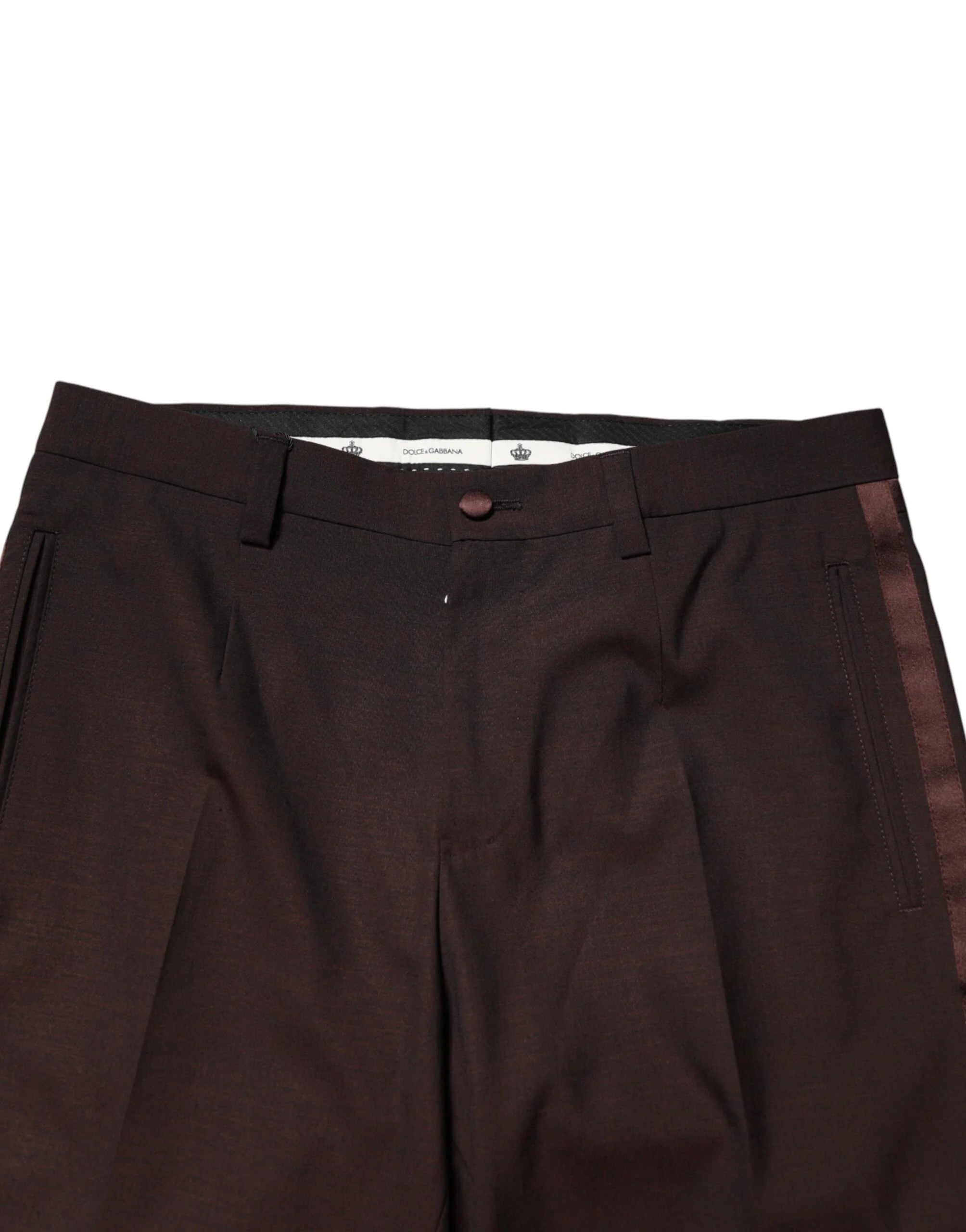 Dolce & Gabbana Brown Polyester Men Dress Trousers Pants - IT46 | S