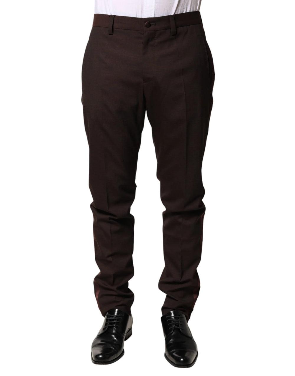 Dolce & Gabbana Brown Polyester Men Dress Trousers Pants - IT46 | S