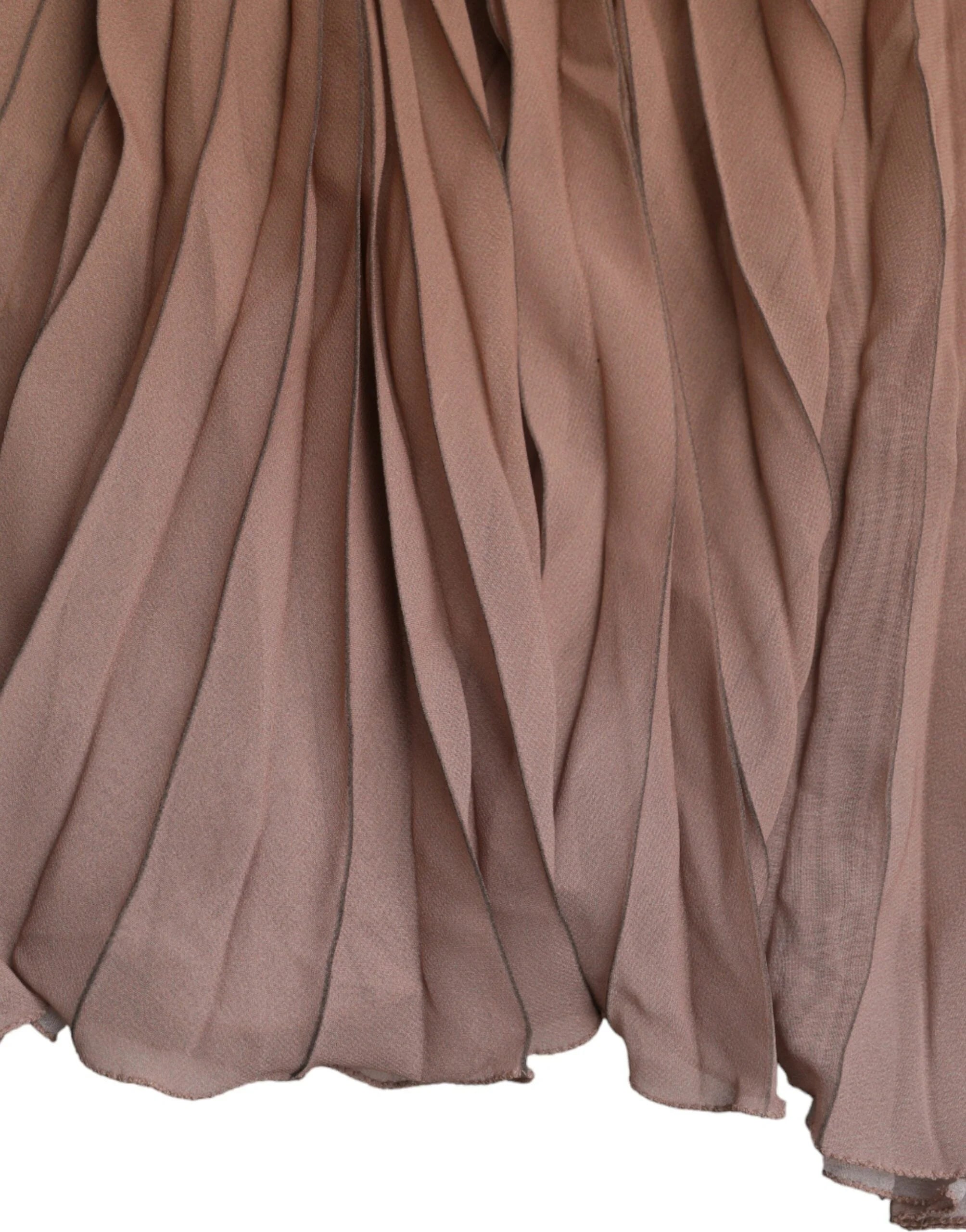 Dolce & Gabbana Brown Polyester Pleated High Waist Midi Skirt - IT40|S - Skirts