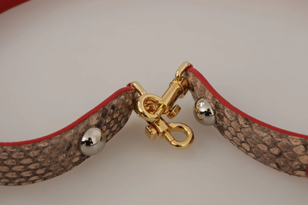Dolce & Gabbana Brown Python Leather Crystals Shoulder Strap - Handbag & Wallet Accessories