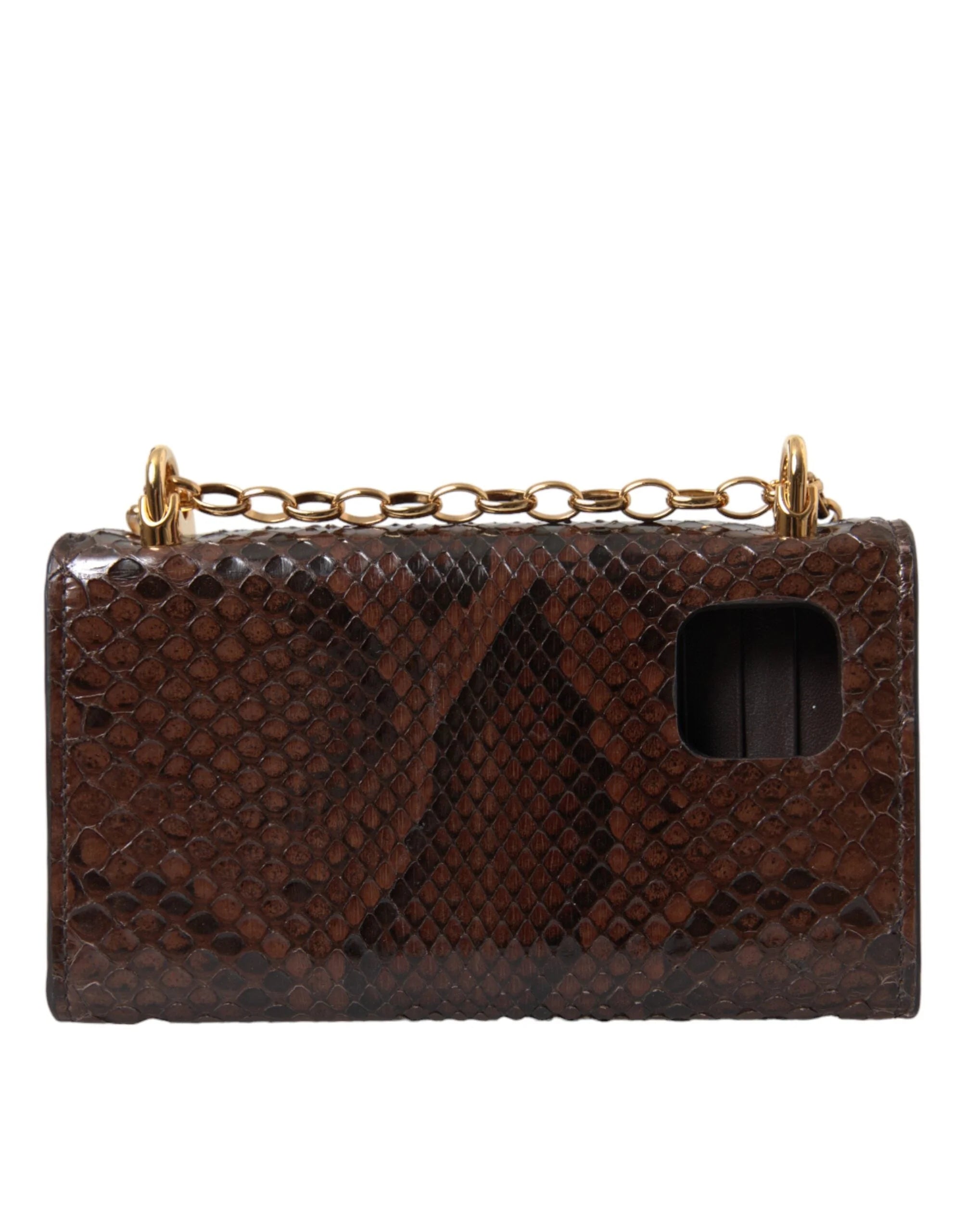 Dolce & Gabbana Brown Python Leather DG Girls Crossbody Phone Bag - Cross Body Bags