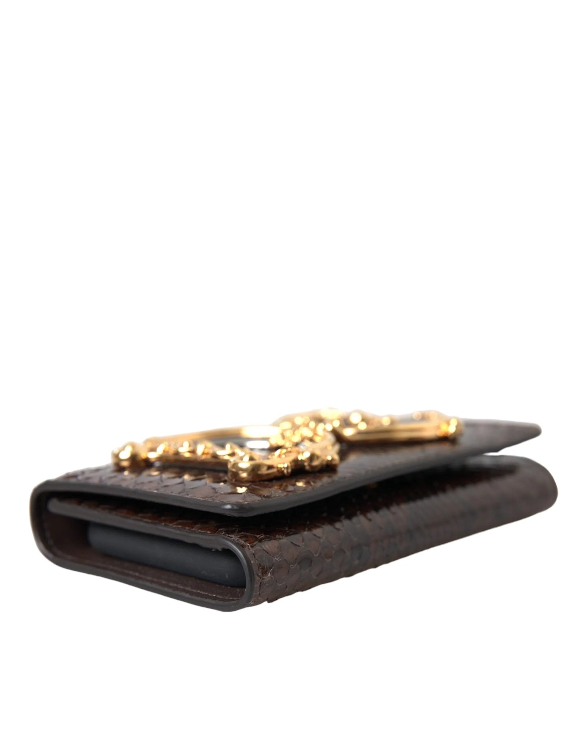 Dolce & Gabbana Brown Python Leather DG Girls Crossbody Phone Bag - Cross Body Bags