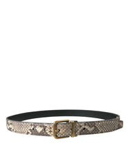 Dolce & Gabbana Brown Python Leather Gold Metal Buckle Belt - 80 cm / 32 Inches - Belts