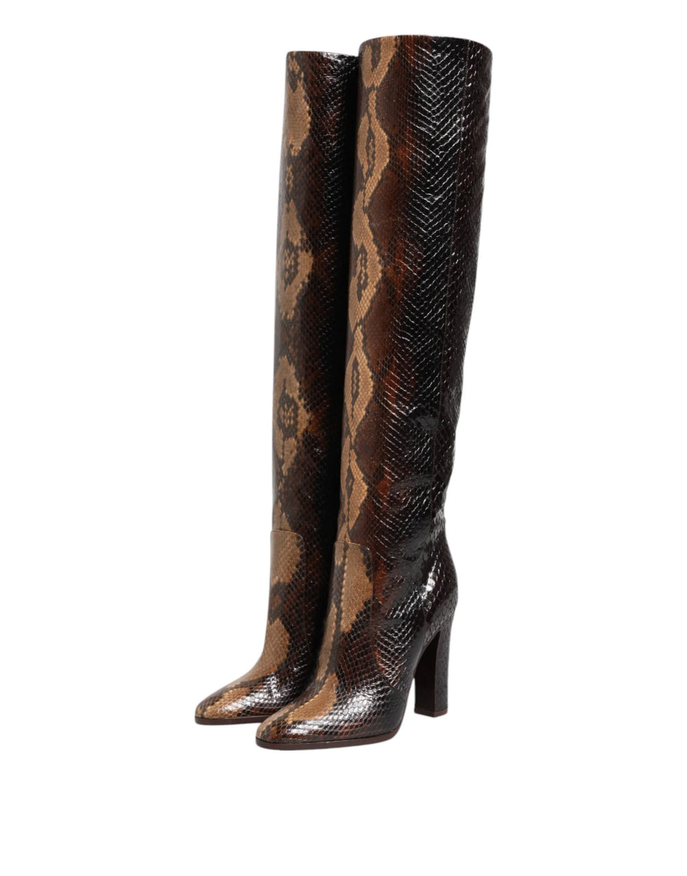 Dolce & Gabbana Brown Python Snakeskin Print Riding Boots Shoes - EU36.5/US6 - Boots