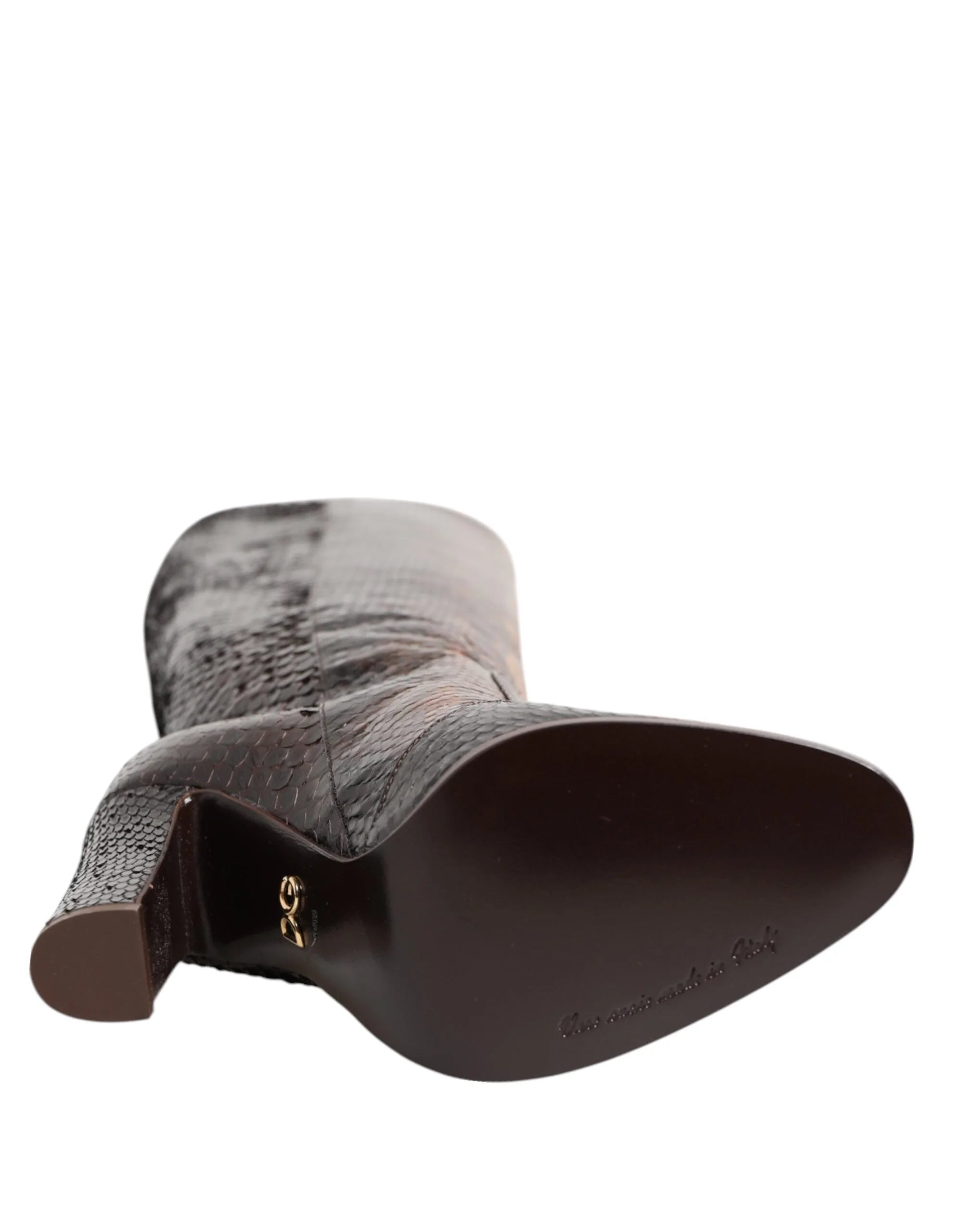 Dolce & Gabbana Brown Python Snakeskin Print Riding Boots Shoes - EU36.5/US6 - Boots