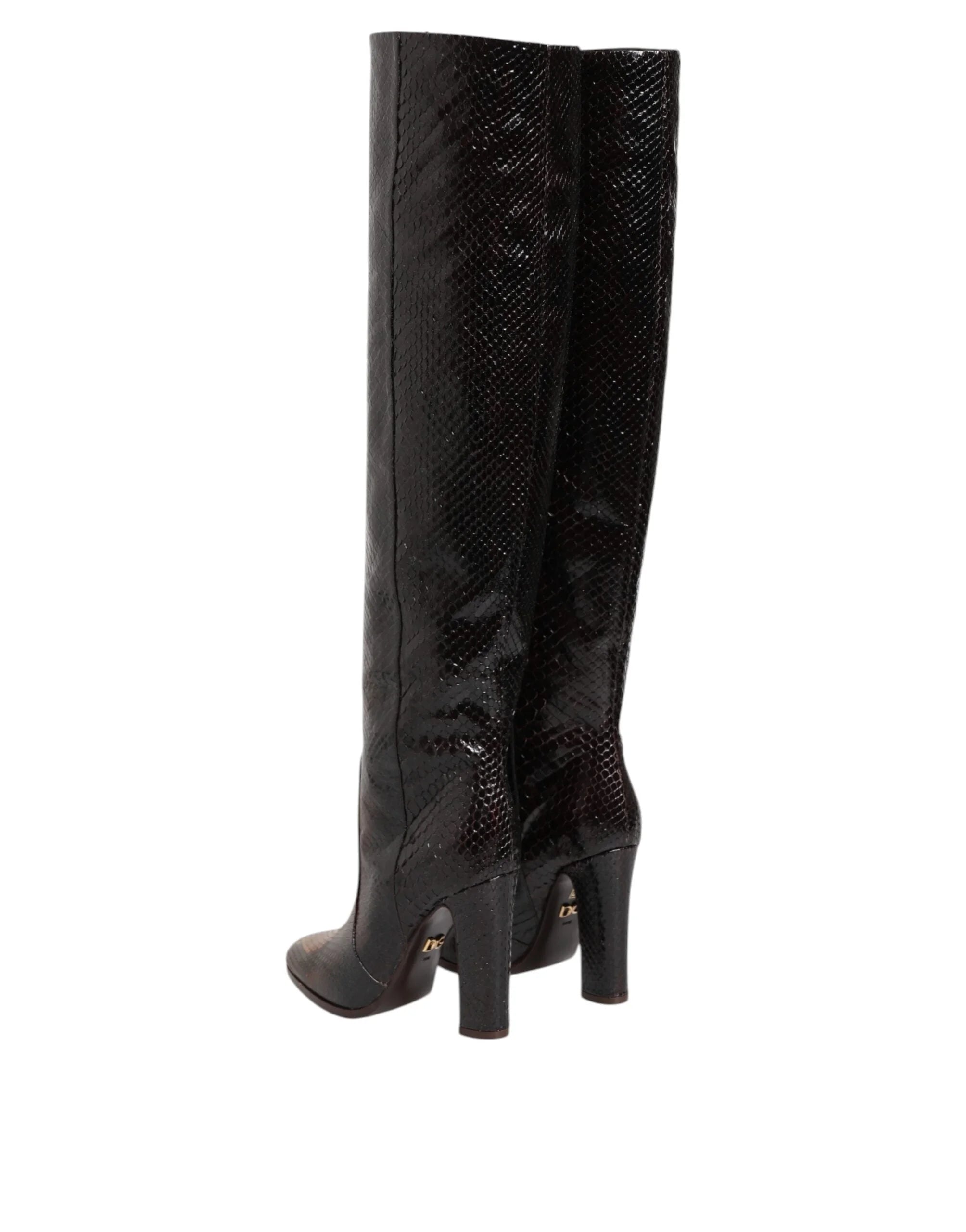 Dolce & Gabbana Brown Python Snakeskin Print Riding Boots Shoes - EU36.5/US6 - Boots
