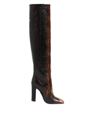 Dolce & Gabbana Brown Python Snakeskin Print Riding Boots Shoes - EU36.5/US6 - Boots