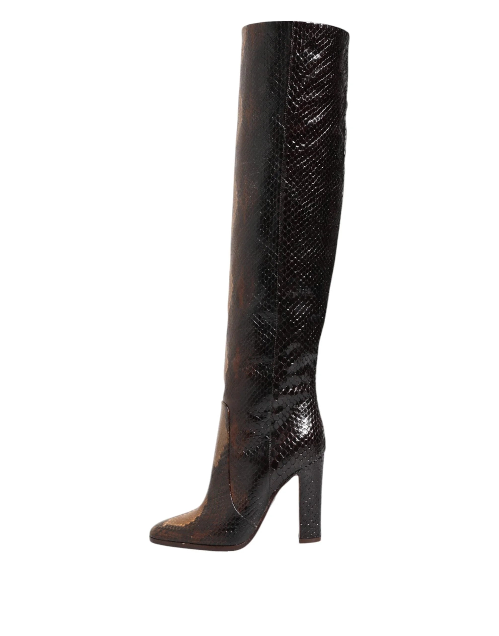 Dolce & Gabbana Brown Python Snakeskin Print Riding Boots Shoes - EU36.5/US6 - Boots