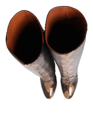 Dolce & Gabbana Brown Python Snakeskin Print Riding Boots Shoes - EU36.5/US6 - Boots
