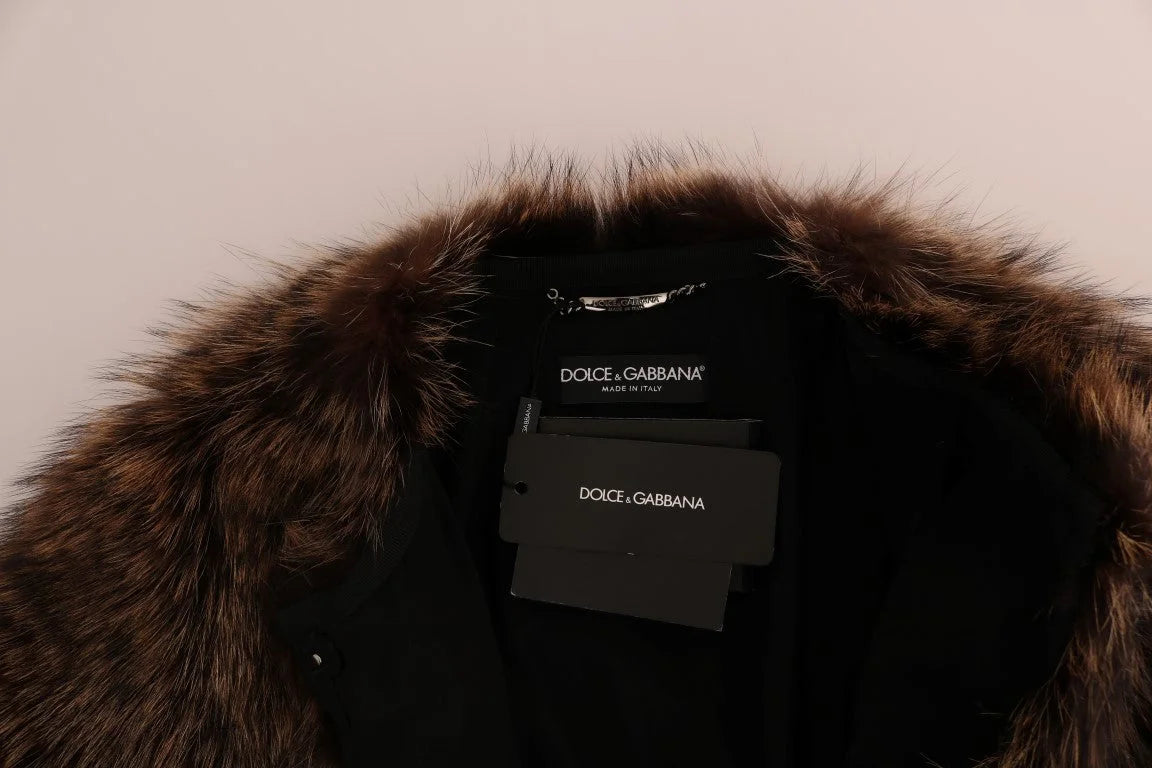Dolce & Gabbana Brown Raccoon Fur Coat Jacket - IT40|S - Overcoats