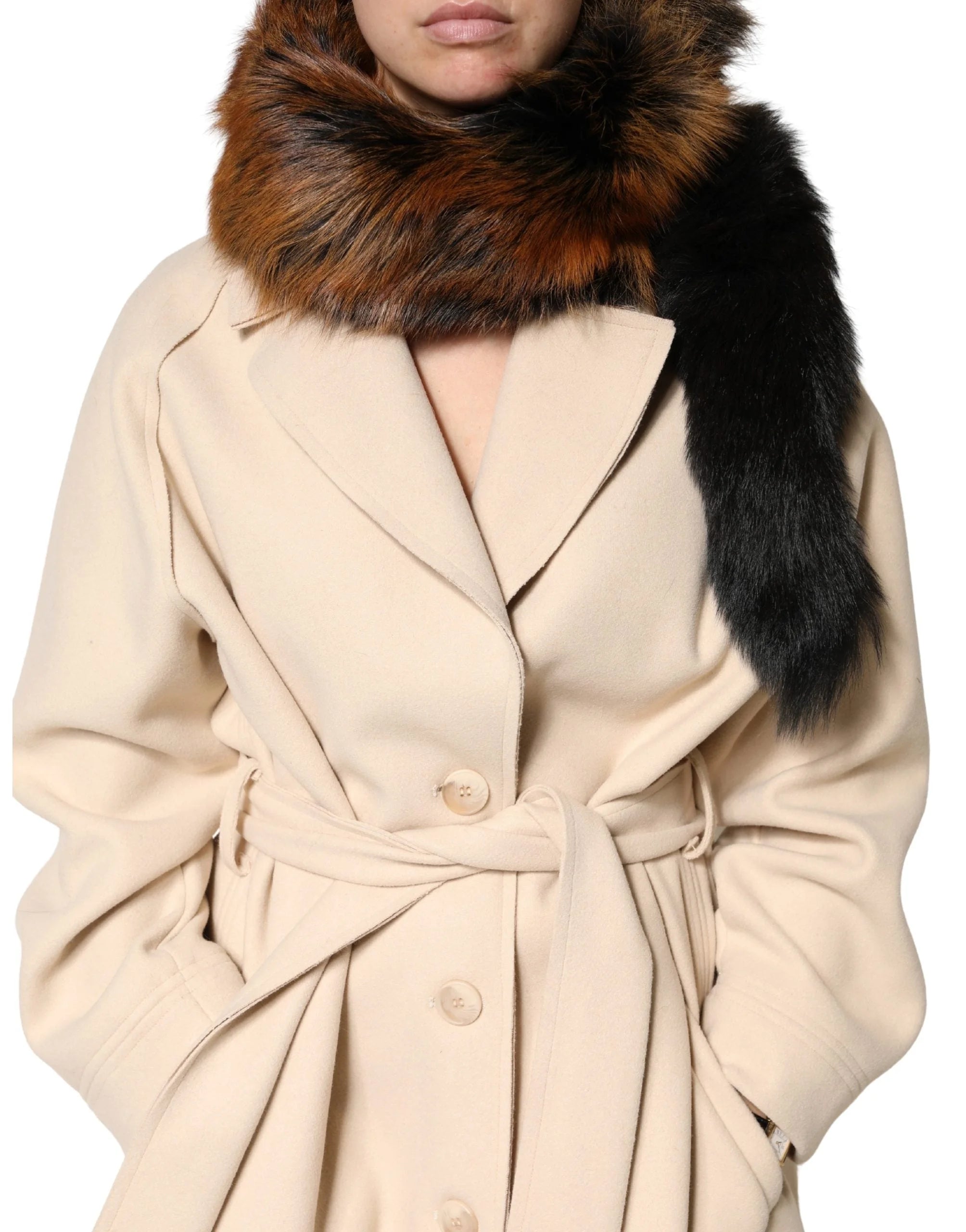 Dolce & Gabbana Brown Red Fox Fur Neck Warmer Winter Scarf