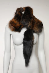 Dolce & Gabbana Brown Red Fox Fur Neck Warmer Winter Scarf - Scarves & Shawls