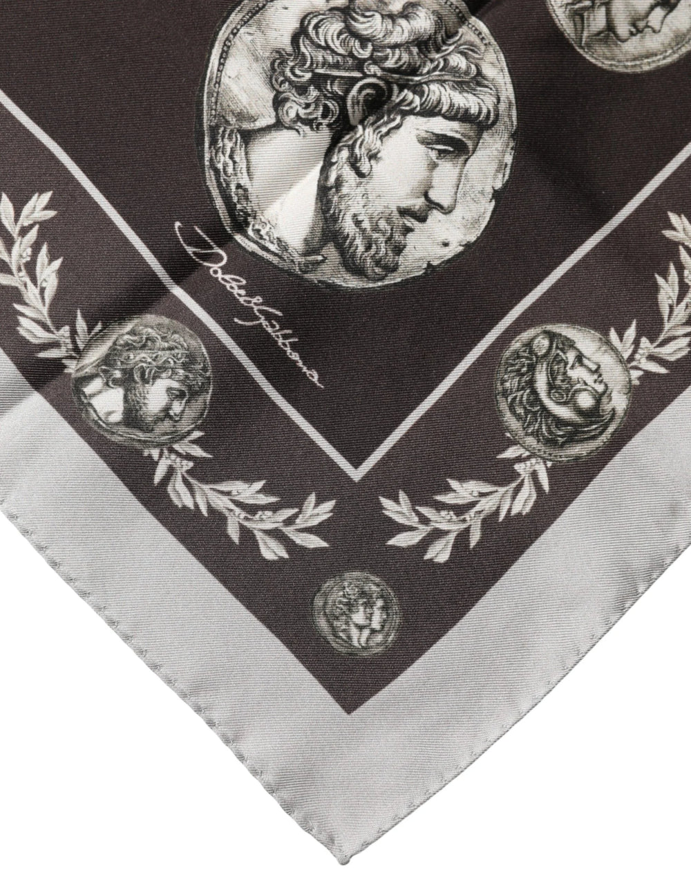 Dolce & Gabbana Brown Roman Coin Print Silk Square Foulard Scarf - Scarves & Shawls