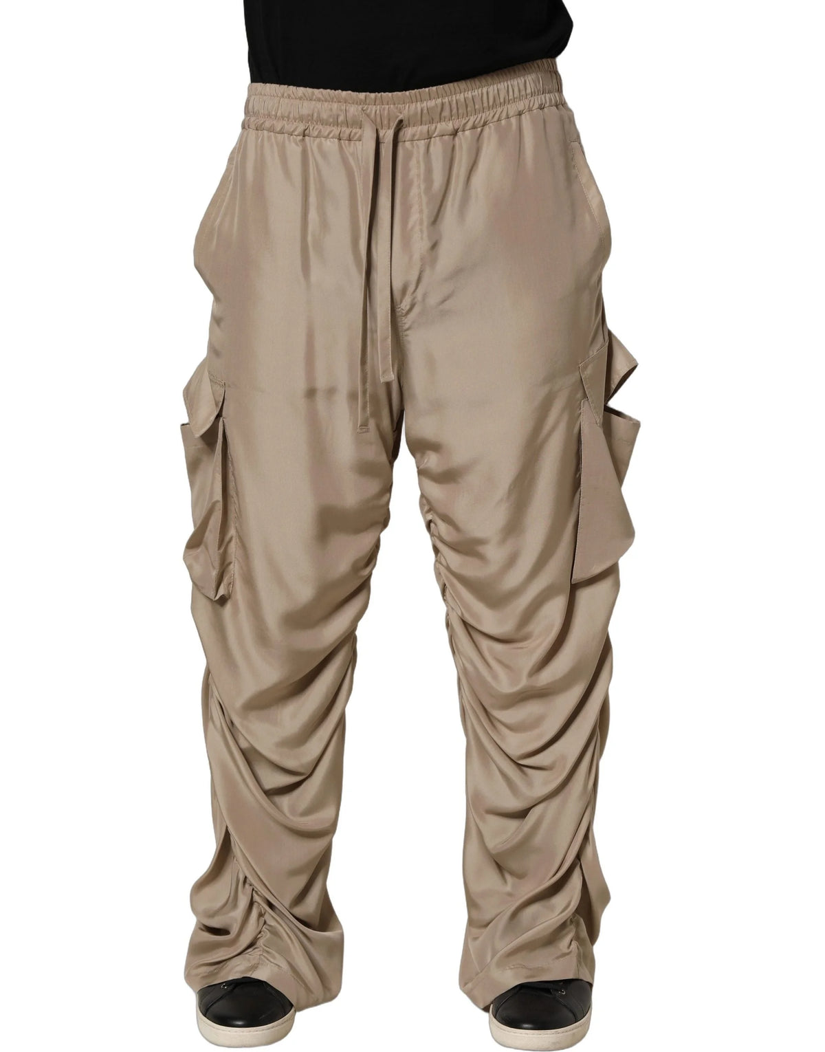Dolce & Gabbana Brown Ruched Cargo Parachute Men Jogger Pants - IT50 | L