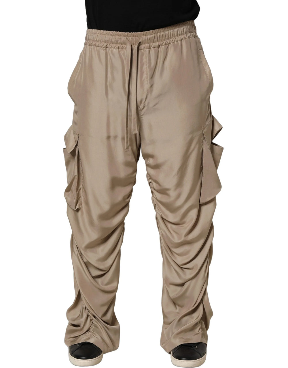 Dolce & Gabbana Brown Ruched Cargo Parachute Men Jogger Pants - IT50 | L