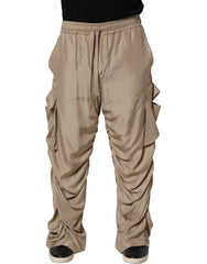 Dolce & Gabbana Brown Ruched Cargo Parachute Men Jogger Pants - IT50 | L