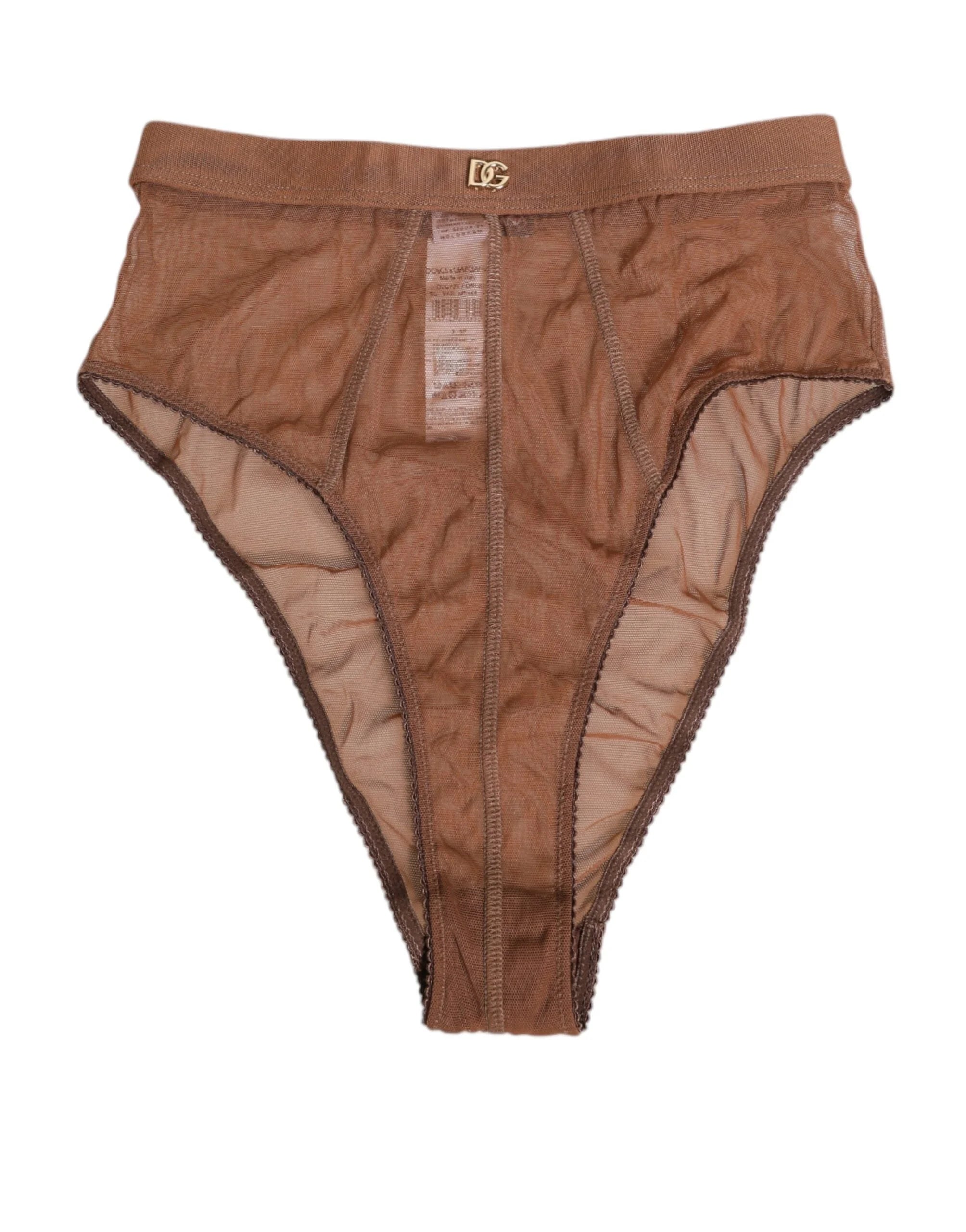 Dolce & Gabbana Brown Sheer Mesh High Waist Briefs Underwear - IT2 | S - Briefs