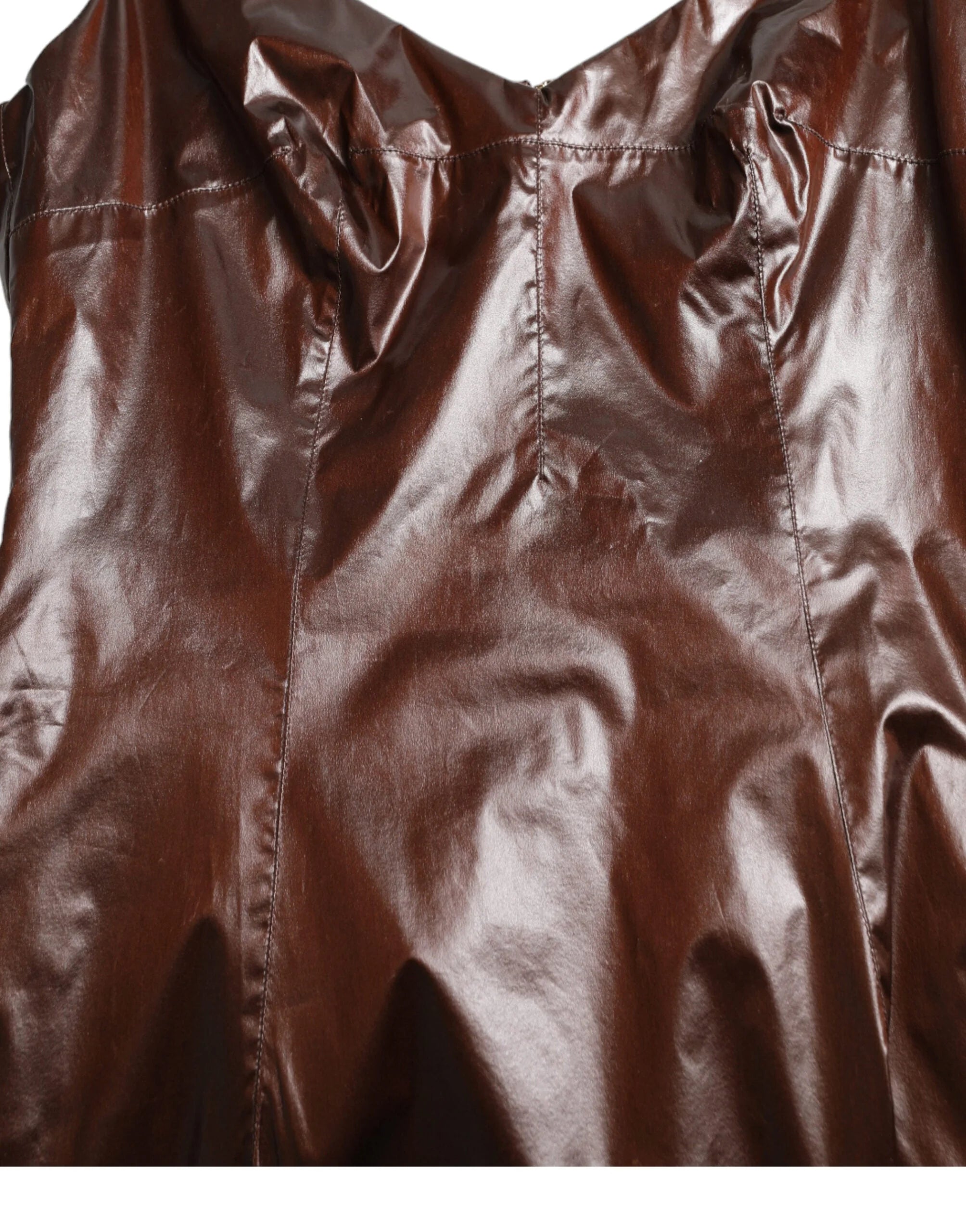 Dolce & Gabbana Brown Shiny Silk Sheath Sleeveless Bodycon Midi Dress - IT40|S - Dresses