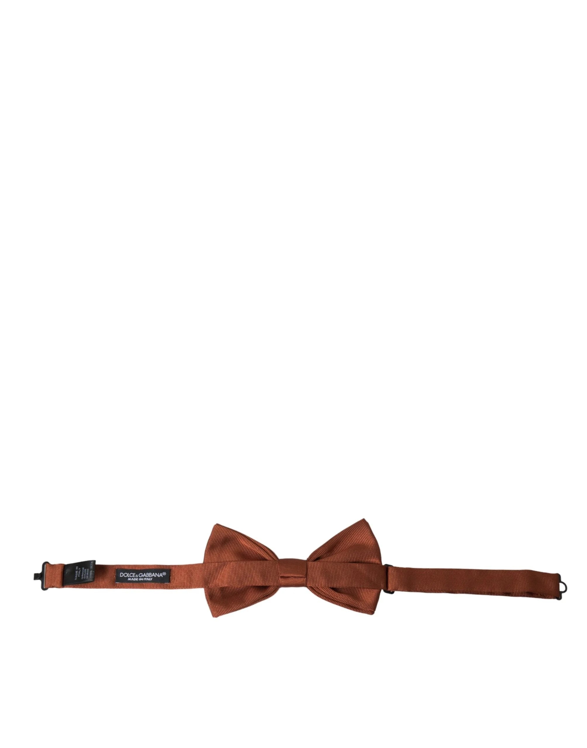 Dolce & Gabbana Brown Silk Adjustable Neck Men Bow Tie - Neckties