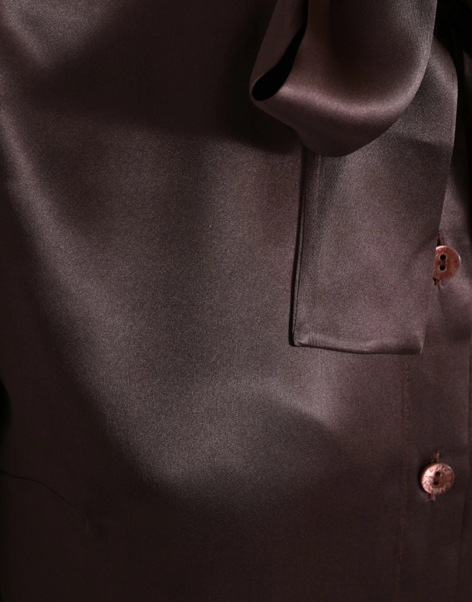 Dolce & Gabbana Brown Silk Ascot Collar Long Sleeve Blouse Top - IT42|M - Blouses