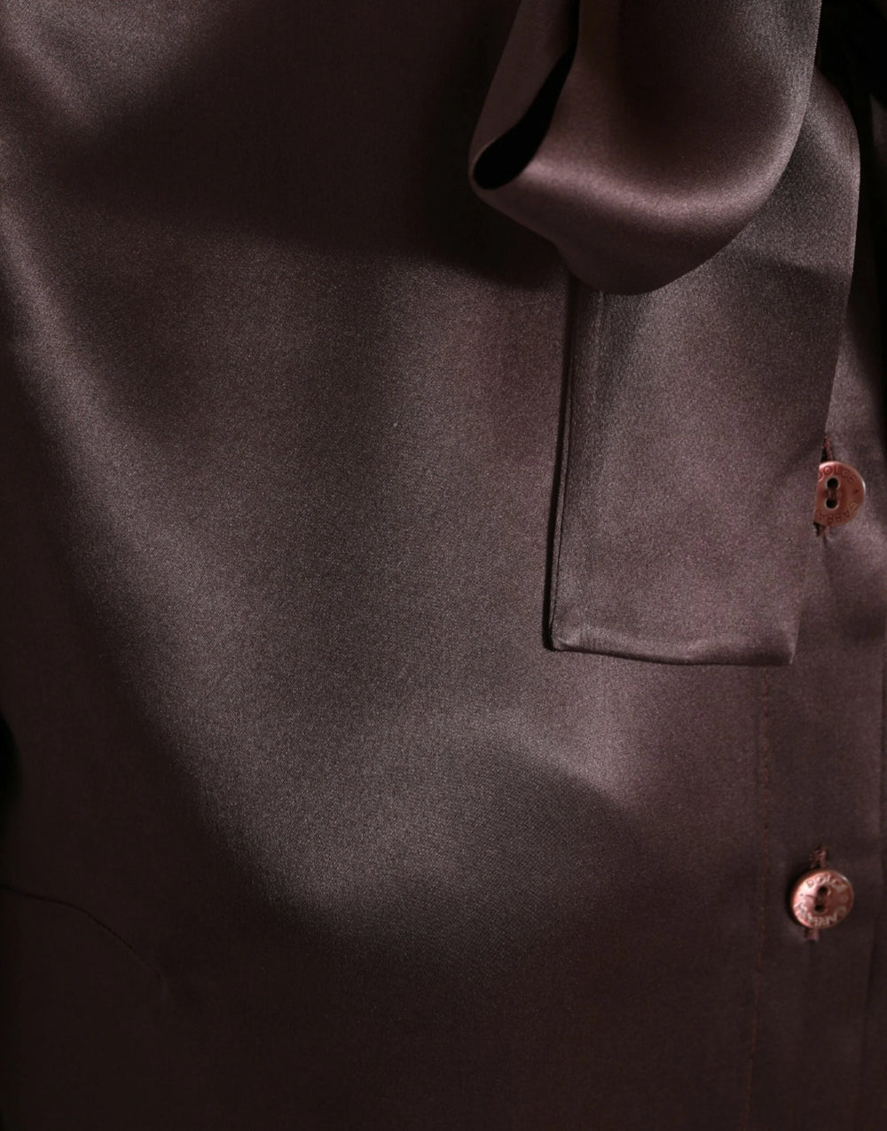 Dolce & Gabbana Brown Silk Ascot Collar Long Sleeve Blouse Top - IT42|M - Blouses