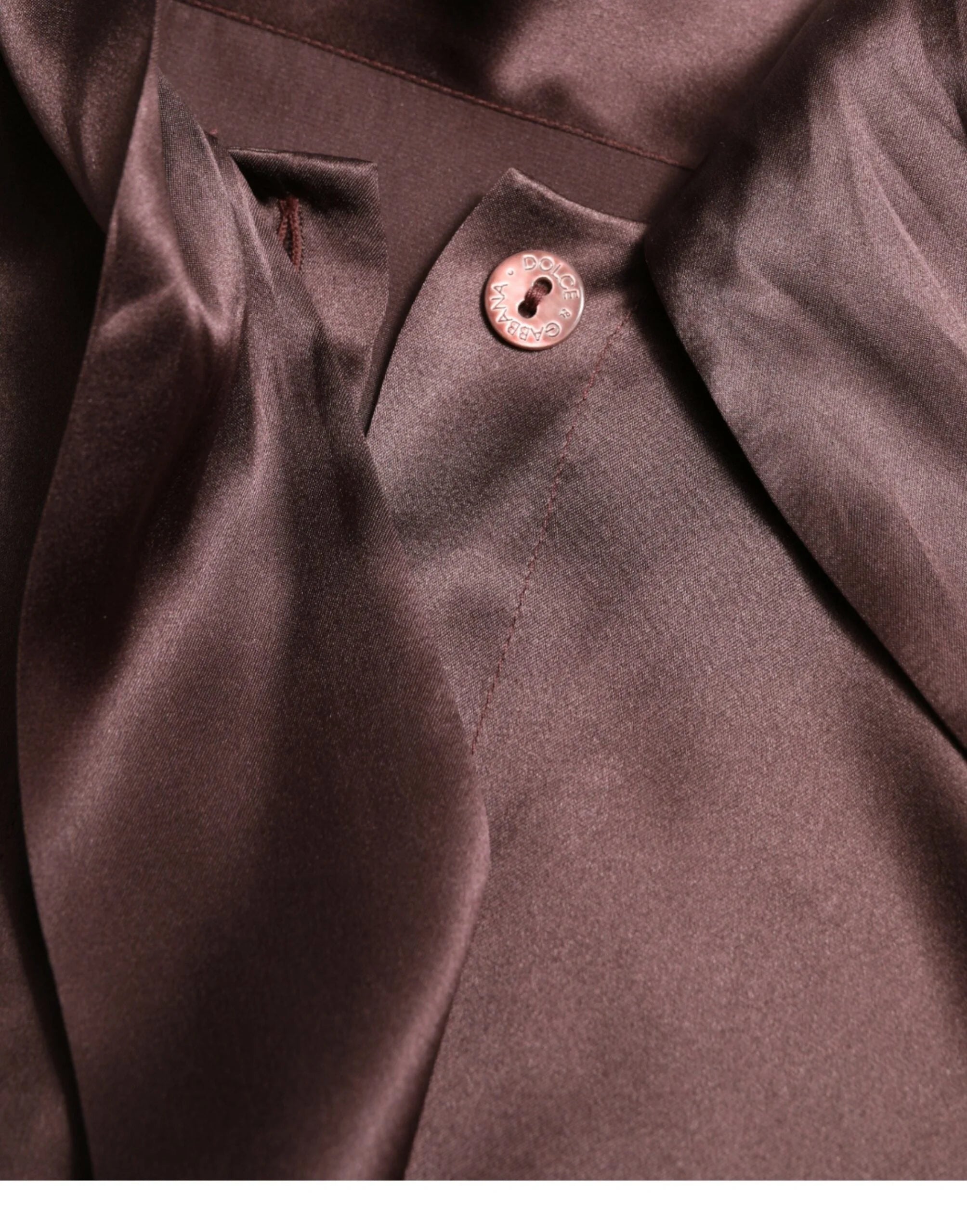 Dolce & Gabbana Brown Silk Ascot Collar Long Sleeve Blouse Top - IT42|M - Blouses