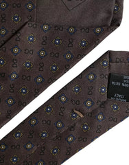 Dolce & Gabbana Brown Silk Branded Logo Adjustable Men Tie - Neckties