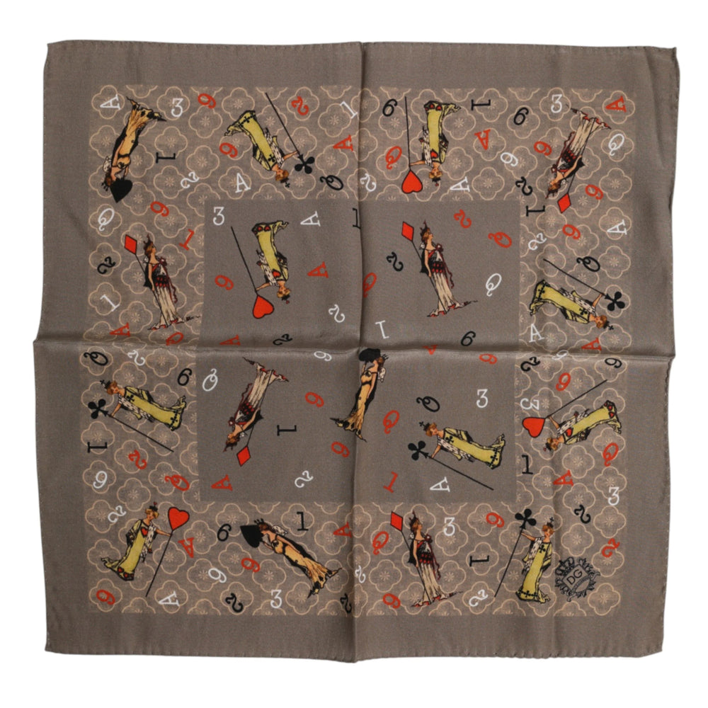 Dolce & Gabbana Brown Silk Printed Square Men Foulard Scarf - Scarves & Shawls