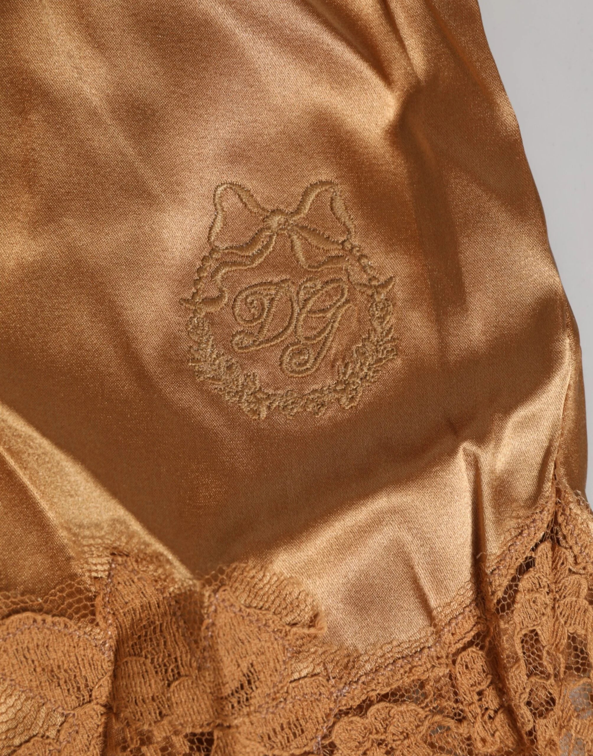 Dolce & Gabbana Brown Silk Satin Floral Lace Shorts Underwear - IT4 | L