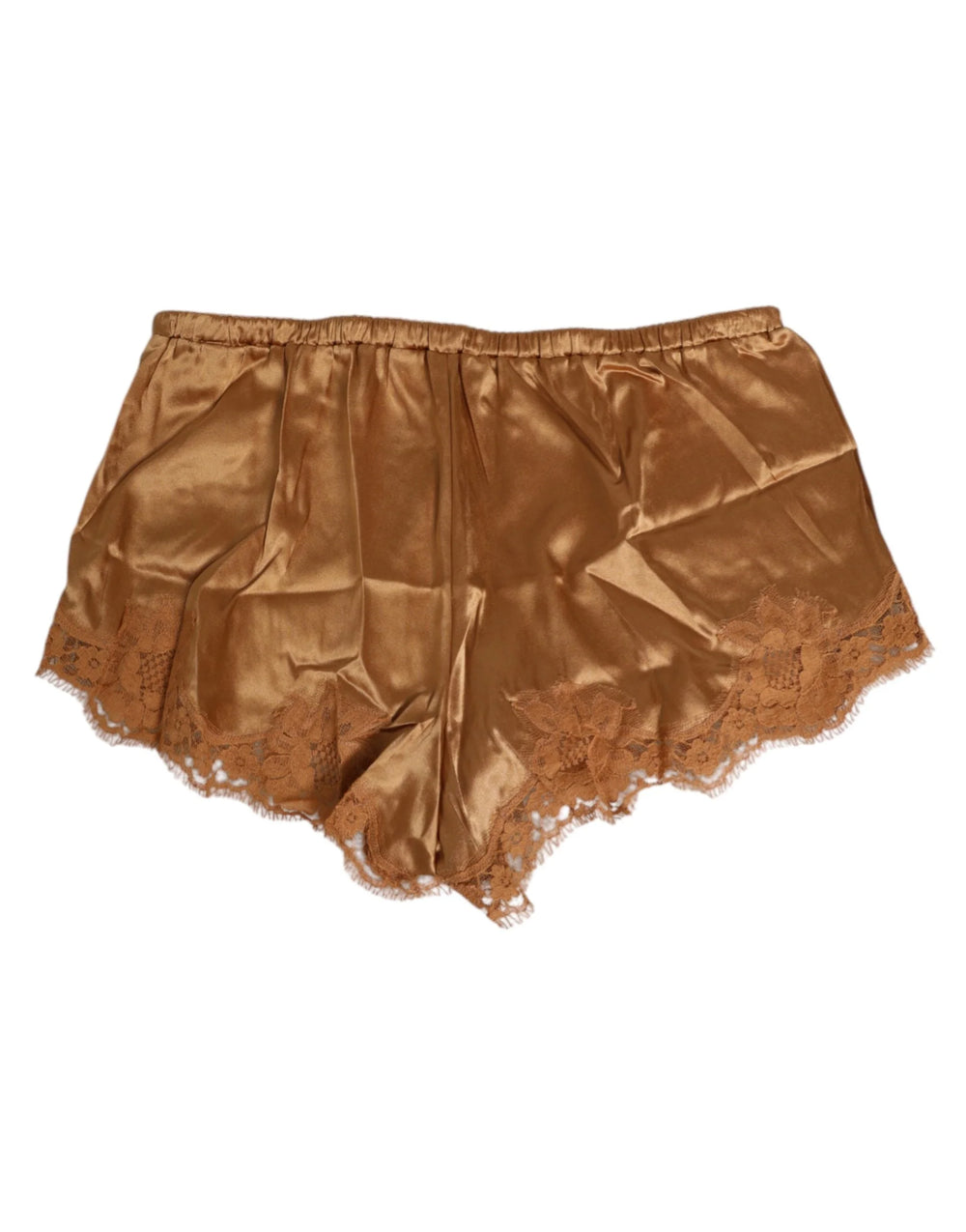 Dolce & Gabbana Brown Silk Satin Floral Lace Shorts Underwear - IT4 | L - Boyshorts