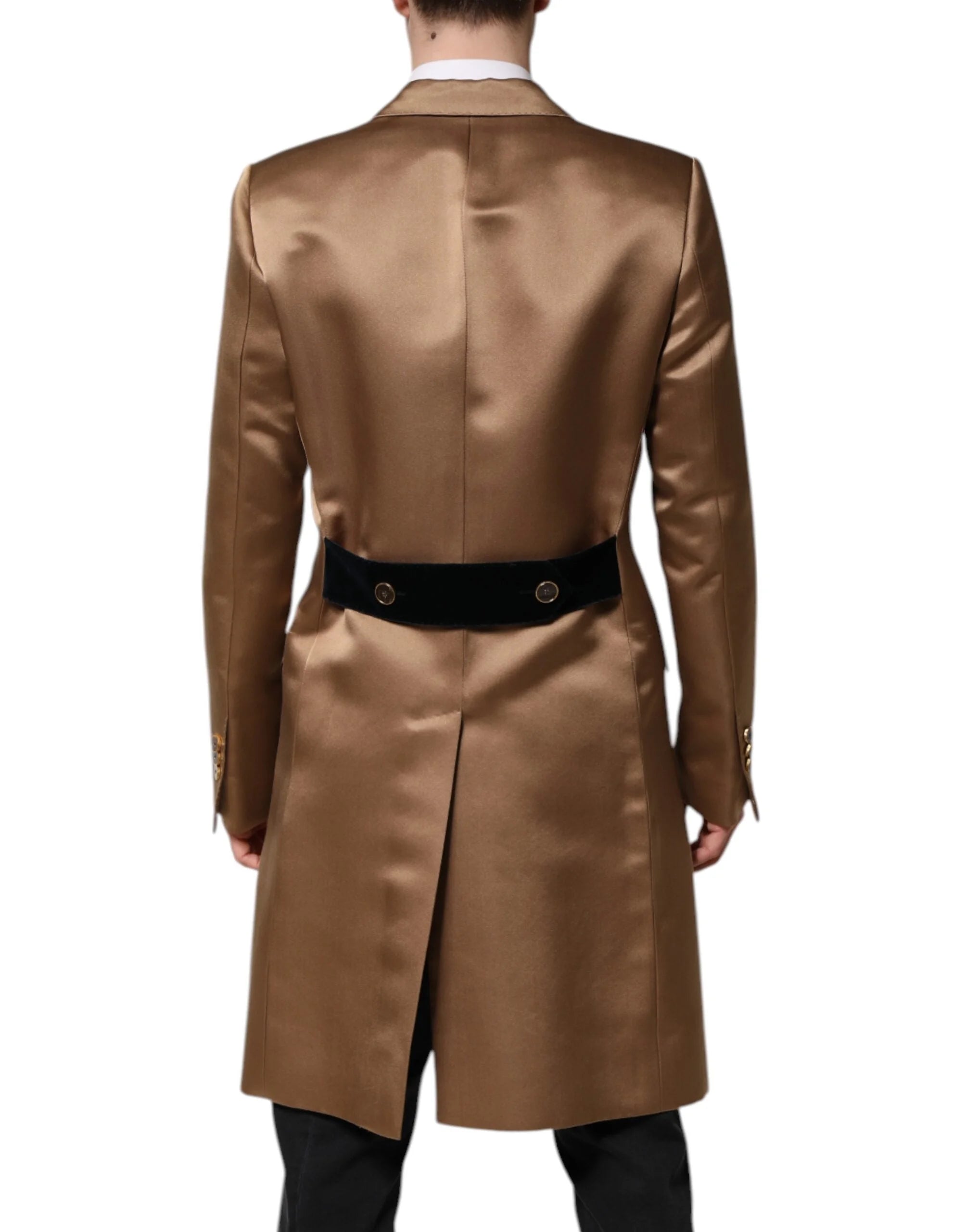 Dolce & Gabbana Brown Silk Single Breasted Trench Coat Jacket - IT48 | M - Trench Coats