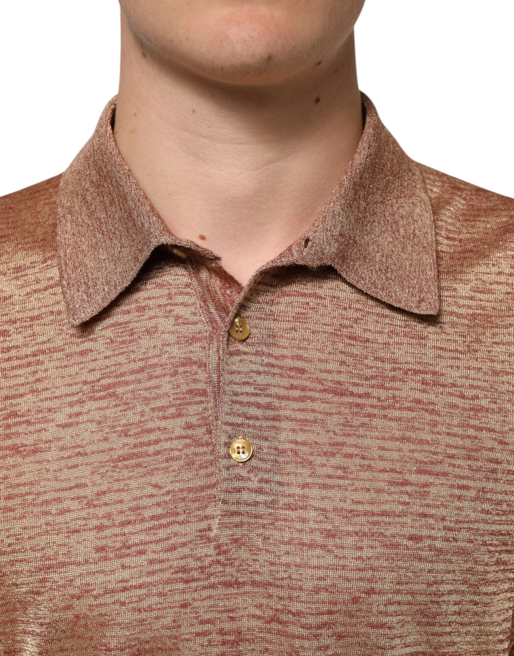 Dolce & Gabbana Brown Silk Textured Short Sleeve Polo T-shirt - IT48 | M - Polos